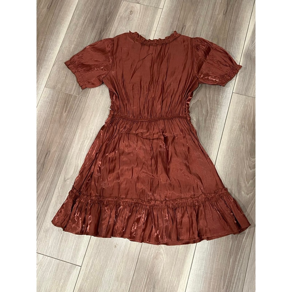 Rust Ruffle Midi Dress - Brand Unspecified - Picture 3 of 4